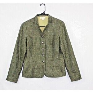 Coldwater Creek Tweed Blazer Green Boucle  Button Jacket Blazer Sz 4 - 6